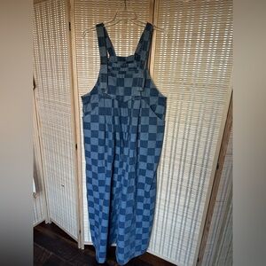 Dressed in LALA Blue Checkered Oversized Denim Overalls